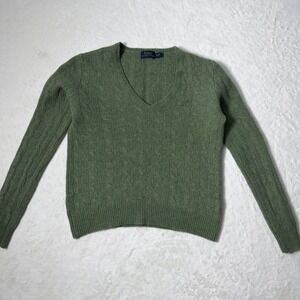Polo Ralph Lauren Wool Cashmere Cable Knit Sweater Olive Green Women's Size M